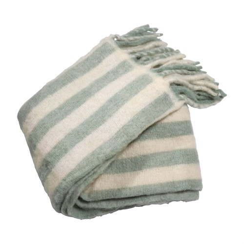 Throw Morgan Stripe 130x170cm mintgreen/creme